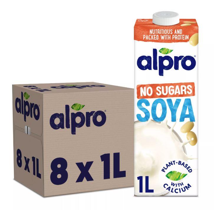 Alpro No Sugars Soya Drink 1ltr x 8 - RGS