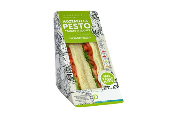 Pesto Mozzarella, Tomato & Rocket On White V